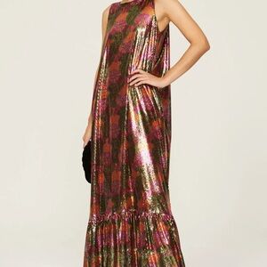 EUC La DoubleJ Metallic Sequin Soiree Dress - Size Medium